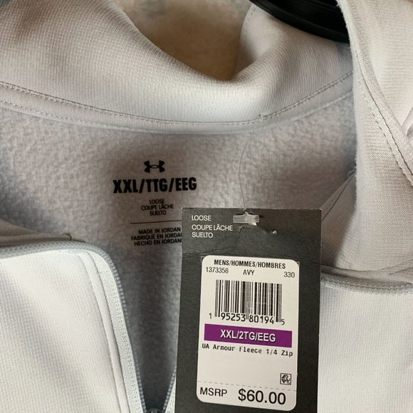Under Armour Sweatshirt Men's 2XL Gray Polyester 1/4 Zip Fleece Long Sleeve 6722 - Picture 3 of 9
